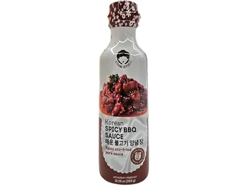 AJUMMA REPUBLIC Koreanische SCHARFE BBQ Sauce 250ml | scharfe Sauce für gebratenes Schweinefleisch