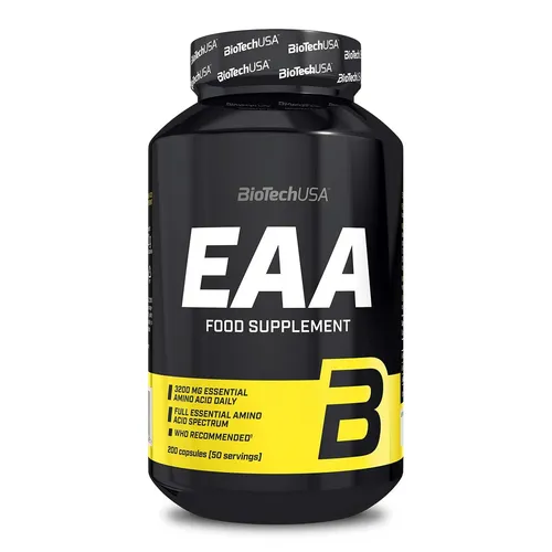 BioTech USA EAA, 200 Kapseln Dose - Protein Shakes & Muskelaufbau, unterstützt die Muskelregeneration und fördert den Muskelaufbau mit essentiellen Aminosäuren.