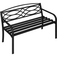 Woltu Gartenbank – Wetterfeste Sitzbank aus Metall, 127x83x59,5 cm, Schwarz - Sitzbänke für 2-3 Personen, stabil und robust mit einer Tragfähigkeit von 220 kg. Ideal für Garten, Terrasse oder Balkon – wetterfest und ergonomisch gestaltet.