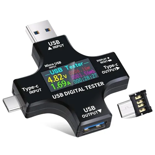Vankarr USB Tester Messgerät – Multifunktionales Digital Multimeter