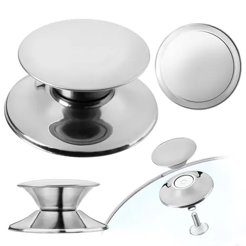 KADAX Topfdeckelgriff, feuerfester Deckelknopf aus Kunststoff und Edelstahl, universaler Haltegriff für Topfdeckel, Topfdeckelknopf für Glasdeckel (1 Stück, Silber)