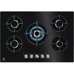 Electrolux KGG75372K Schwarz 74 cm Gas 5 Brenner LED FlameLight StepPower Counter - Schwarz