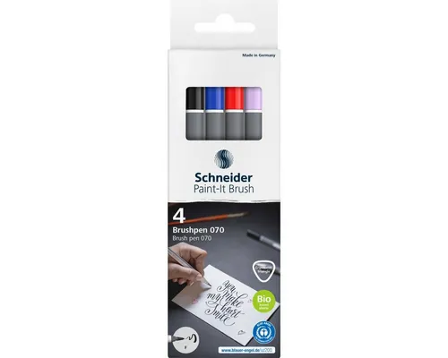 SCHNEIDER Filzstift Brushpen Paint-It 070 Karton-Etui 4 Stück sortiert