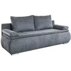 Sofa LENON, Grau, mit Schlaffunktion und Bettkasten - Sofa in elegantem Grau mit praktischer Schlaffunktion und Bettkasten für zusätzlichen Stauraum. Ideal für Gästezimmer oder kleine Wohnungen.