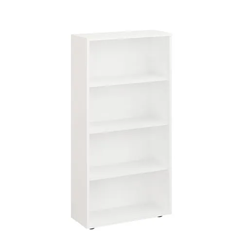 KOMTO Regal 60 cm breit Weiß - Höhenverstellbares Bücherregal mit 4 Ebenen - Bücherregal aus hochwertigem Holz, ideal für Bücher und Dekoration. Umweltfreundlich und einfach zu montieren, perfekt für jedes Zuhause oder Büro.