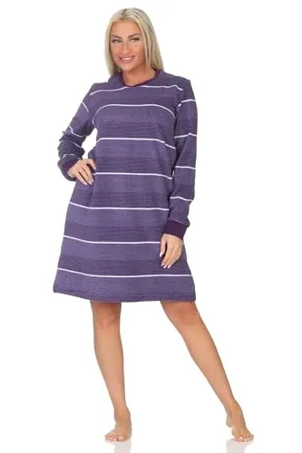 Normann Damen Frottee Nachthemd in eleganter Streifenoptik von Normann