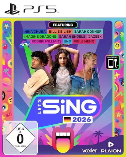 Lets Sing 2026 für PS5 - Karaoke-Spaß für alle - Karaoke-Spiel für PS5 mit 35 Chart-Hits, 4 Spielmodi und bis zu 4 Spielern. Perfekt für Partys! Verwandle dein Smartphone in ein Mikrofon und genieße einen Monat kostenlosen VIP-Zugang!
