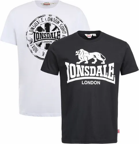 Lonsdale T-Shirt DILDAWN 2er-Pack schwarz XL - Herren-Shirts, sportlicher Stil, aus 100% Baumwolle, bequemes Rundhals-Design, ideal für Freizeit und Sport, im praktischen Doppelpack.