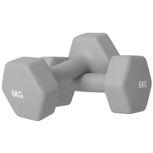 SPORTNOW Hantelset, 2er Set Hanteln mit Gewichten, Kurzhantelset aus Gusseisen, 2 x6 kg Kurzhanteln für Männer und Frauen, Dumbbell Set für Zuhause, Fitnessstudio, Krafttraining