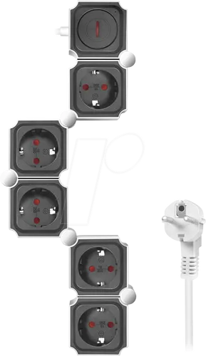 LOGILINK LPS277 - Steckdosenleiste, 5-fach, flexibel, 1,5 m, weiß/schwarz