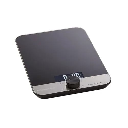 KitchenAid digitale Küchenwaage - 5000g/5000ml, präzise Messung für trockene und flüssige Zutaten mit einzigartigem Drehknopf-Design