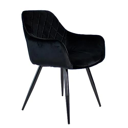 Kick Collection Esszimmerstühl Monza - Schwarz - Modern und Hochwertig - Samtstoff und Metall - Erhältlich in vielen Farben