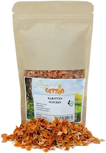 Getzoo Premium Karottenflocken 50g | Natürlicher, Vitaminreicher Snack für Nagetiere | Ballaststoffreich & Gesund | Ideal für Kaninchen, Meerschweinchen, Hamster
