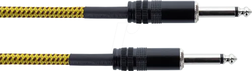 EI 1,5 PP-TW-YE - Audio Kabel, 6,3 mm Mono Klinke, schwarz/gelb Textilmantel, 1,5