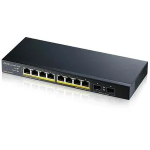 ZyXEL GS1100-10HP v2 - 10-Port PoE Switch - Unmanaged 10-Port Switch mit 8x Gigabit PoE+ und 120W Leistung, ideal für einfache Netzwerkinstallationen und Wandmontage.