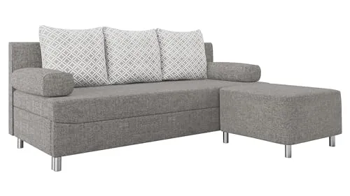 Mirjan24 Schlafsofa Dover mit Bettkasten und Schlaffunktion - Sofas & Couches mit praktischer Schlaffläche von 192x133 cm, inklusive Kissen-Set und optionalem Hocker für zusätzlichen Komfort.