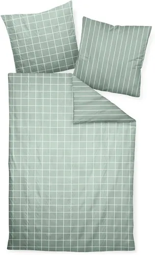 Janine Wendebettwäsche modernclassic 39025, 2-teilig, Mako-Satin - Bettwäsche aus 100% Baumwolle mit Wendefunktion in salbeigrün, pflegeleicht und bügelfrei, perfekt für ein modernes Schlafzimmer.