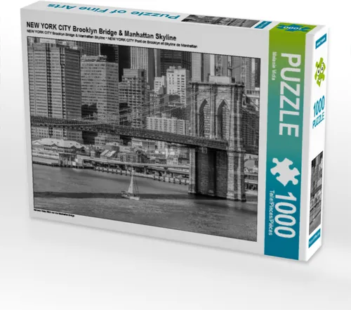 CALVENDO Puzzle NEW YORK CITY Brooklyn Bridge & Manhattan Skyline | 1000 Teile Lege-Größe 64x48cm Foto-Puzzle für glückliche Stunden