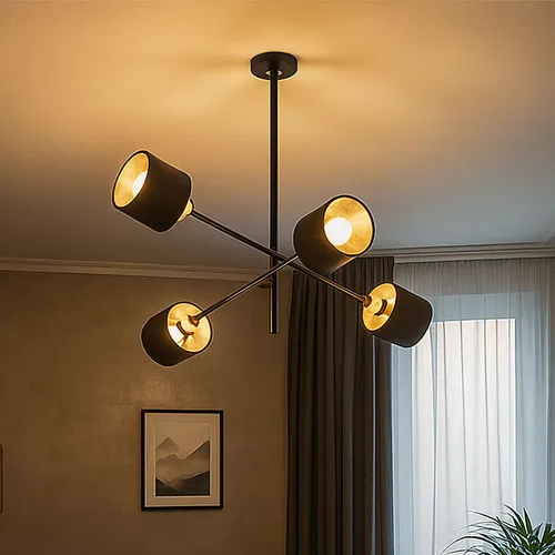 Hängelampe 4-flammig schwarz-goldfarben von Wofi