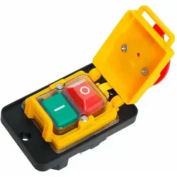 Kunststoff-Hauptschalter 1 Phase - Smart Home Not-Aus Schalter mit Magnetspule, ideal für die sichere Abschaltung von Kleingeräten in Werkstätten. Robustes PVC Gehäuse für einfache Installation.