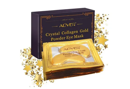 ALIVER Augenpads Crystal Collagen Gold Anti Aging Anti-Falten Feuchtigkeitsmaske in Box, 10-tlg., Augenpads Gold