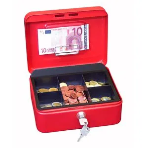 Wedo Geldkassette 145202H, Größe 2, mit Zylinderschloss, 20 x 9 x 16 cm, rot