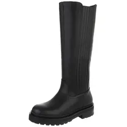 Ital-Design Hochschaftstiefel mit robustem Design für Damen Plateaustiefel (90417936) Blockabsatz Stiefel in Schwarz schwarz 36 EU