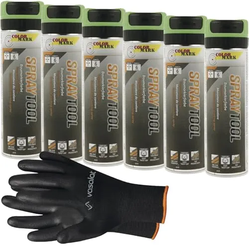 vasalat Markierungsspray Leuchtfarben SET - 6 Dosen neongrün - Zubehör für Landwirtschaft, ideal für präzise Markierungen auf verschiedenen Untergründen mit langanhaltender Sichtbarkeit von 6-9 Monaten.