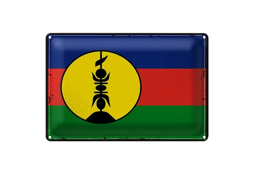 Roomando Metallschild Flagge Neukaledonien 18x12cm Retro Flag