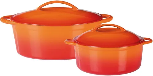 GSW Topf-Set Orange Shadow, 4-teilig - Gusseisen Töpfe für Induktion, hitzebeständig bis 240 °C und spülmaschinengeeignet – ideal für kreative Kochabenteuer!