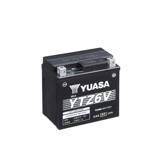 Yuasa YTZ6V Motorradbatterie 12 V 5 Ah - Kfz & Fahrrad, wartungsfreie Hochleistungsbatterie für zuverlässige Leistung und längere Lebensdauer.
