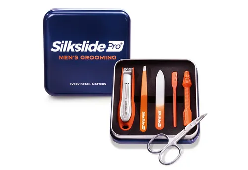 Silkslide Pro Maniküre-Etui - Nageletuis mit 8 Premium-Tools, 25 Jahre Garantie und handgeschärfter Nagelschere aus Solinger Edelstahl für präzise Pflege zuhause oder unterwegs.