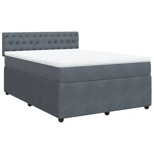 vidaXL Boxspringbett Dunkelgrau 160x200 cm mit Matratze von vidaXL