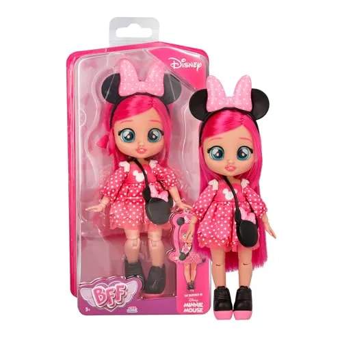 BFF by Cry Babies Disney Minnie, BFF Fashion Doll im Minnie-Outfit zum An- und Ausziehen, inklusive Styling-Accessoires, Spielzeug und Geschenk für Kinder ab 3 Jahren