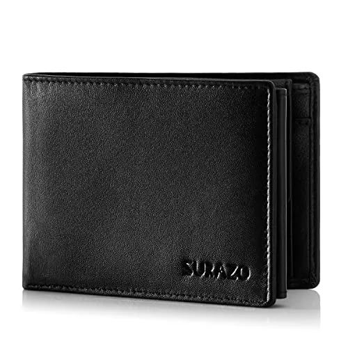 SURAZO® Leder Geldbörse Herren Groß viele Kartenfächer | Echtleder Portmonee Geldbeutel für Männer | 15 Fächer [RFID Schutz] [mit Münzfach] Vintage Brieftasche Flip Card Wallet Portemonnaie
