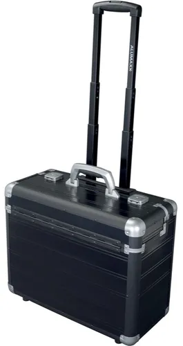 ALUMAXX Pilotenkoffer DISCOVERY - Edler Aluminium-Trolley mit viel Platz für Notebooks bis 15,6 Zoll und sicherem Schloss-System