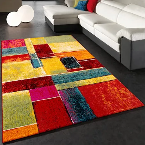 Paco Home Kurzflor Teppich 80x150 cm Bunt - Teppich für Wohnzimmer, Schlafzimmer oder Jugendzimmer, pflegeleicht und Fußbodenheizung geeignet, bringt mit modernen, bunten Designs eine einzigartige Optik in Ihr Zuhause.