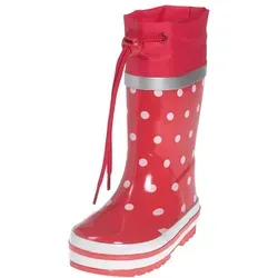 Playshoes Mädchen Gummistiefel, Rot Punkte, 32/33 EU - Gummistiefel für Kinder, wasserdicht und leicht anziehbar durch Zugband. Mit Reflektoren für mehr Sichtbarkeit – perfekt für verregnete Tage!