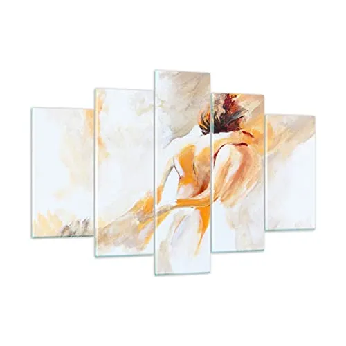 Mehrteilige Bilder auf Glas 150x100cm Glasbild Persönlichkeit Freundschaft Liebe Ehe Groß XXL Wanddeko Schlafzimmer Küche Set 5 teilige Wandbilder Dekoration Wohnzimmer Modern Wand Art GEA150x100-3168