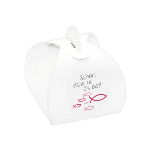 Gastgeschenke Kartonagen Fische Schön dass -pink Taufe Kommunion Konfirmation 24