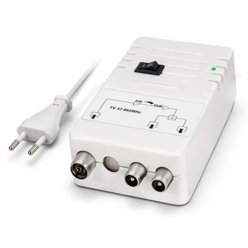 Digital Antennenverstärker für 2 Geräte, Verstärkung 25dB, UHF VHF Kabel-TV DVB-T Sky FullHD