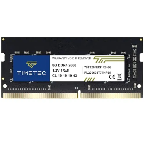 Produktbild Timetec 8 GB DDR4 2666 MHz (PC4-2666V) PC4-21300 SODIMM – Ungepuffertes Non-ECC-Speichermodul, 260-polig, 1,2 V, CL19, für Laptops, Notebooks, Mini-PCs und All-in-One-Computer