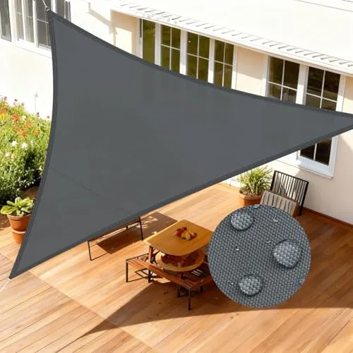 Produktbild LOVE STORY Sonnensegel Dreieckig 3x3x3m Wasserdicht Segeltuch Sonnenschutz Windschutz PES mit 95% UV-Schutz für Balkon, Garten, Terrasse (Anthrazit)