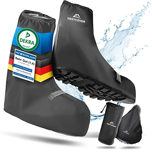 Nextcover® Schuhüberzieher wasserdicht für Fahrräder - Sonstiges Fahrradzubehör mit 100% wasserdichtem Material und reflektierenden Streifen für maximale Sichtbarkeit im Straßenverkehr.