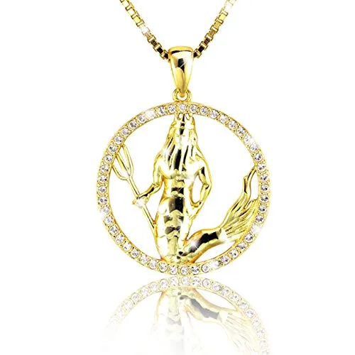 Elegante Damen Halskette Sternzeichen WASSERMANN Kette 18K Gold plattiert mit glänzenden Kristallen aus der Kollektion SHINE inkl. einer edlen PAVEL’S Schmuckbox