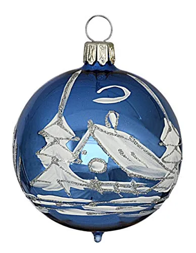 Christbaumschmuck aus Lauscha königsblau 8cm Kugel 4er Set