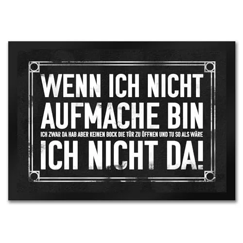 Produktbild speecheese Wenn ich Nicht aufmache Bin ich Nicht da! Fußmatte in 35x50 cm mit geheimer Botschaft Fußabtreter als lustige Geschenkidee für Freunde und Kollegen wenn Man mal Keine Lust hat dem