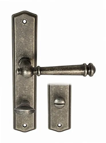 Häusler Onlinehandel GmbH Massiv Messing Türbeschlag Kos LS Antik - Iron Türdrücker Türklinke Türgriffe Türbeschläge (Bad WC)