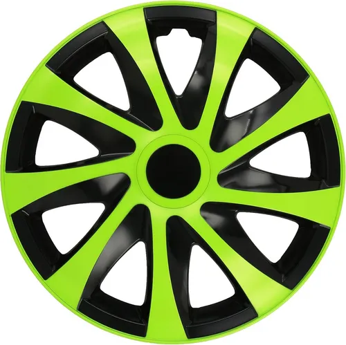 NRM KO247 Radzierblende Draco CS, Schwarz/Grün, 15 Zoll, 4er Set - Radkappen - Hochwertige Premium Radzierblende aus schlagfestem ABS-Kunststoff, werkzeuglose Befestigung für einfachen Austausch, ideal für individuelles Tuning.