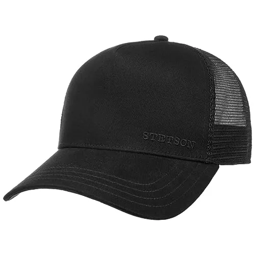 Stetson Trucker Cap Snapback, schwarz - Trucker Cap in klassischem Schwarz, größenverstellbar und aus 100% Baumwolle für optimalen Tragekomfort. Perfekt für Freizeit und Outdoor-Aktivitäten.